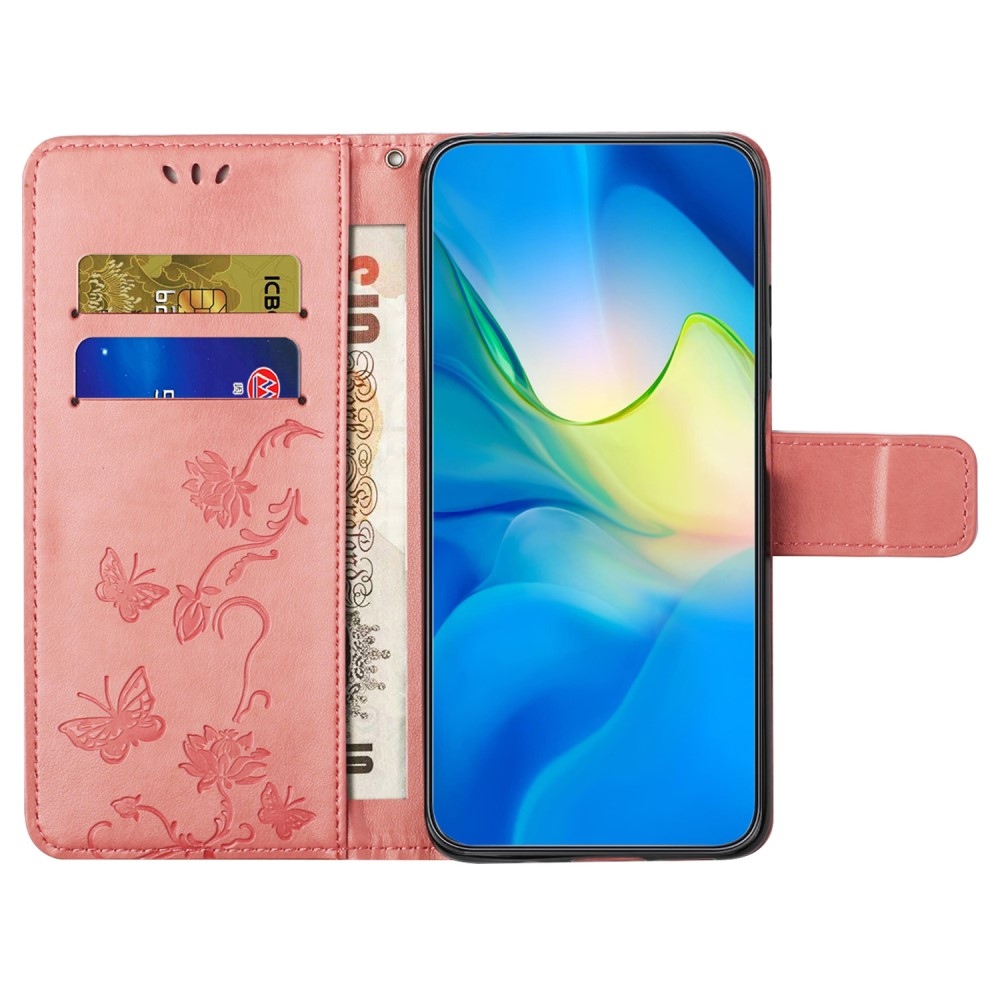 Flower knížkové pouzdro na Xiaomi Redmi 12 4G/5G - růžové