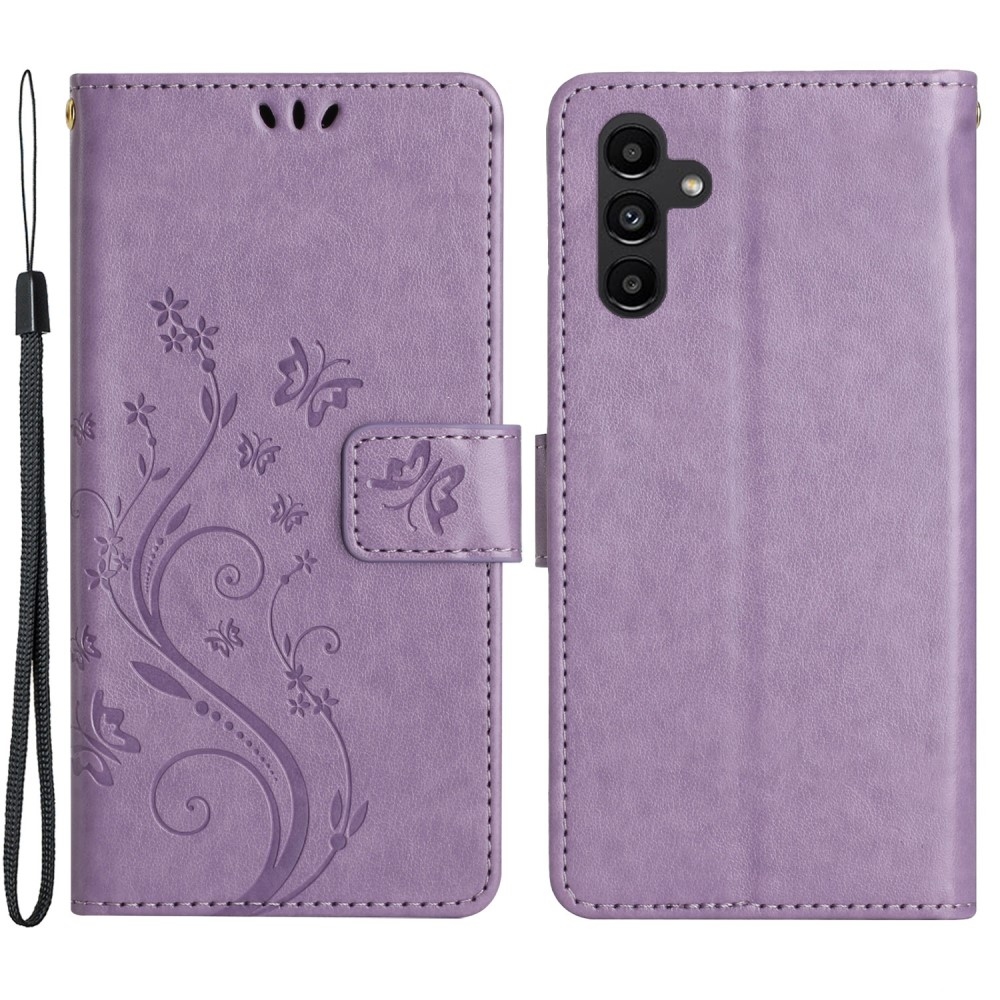 Flowers knížkové pouzdro na Samsung Galaxy A05s - světlefialové