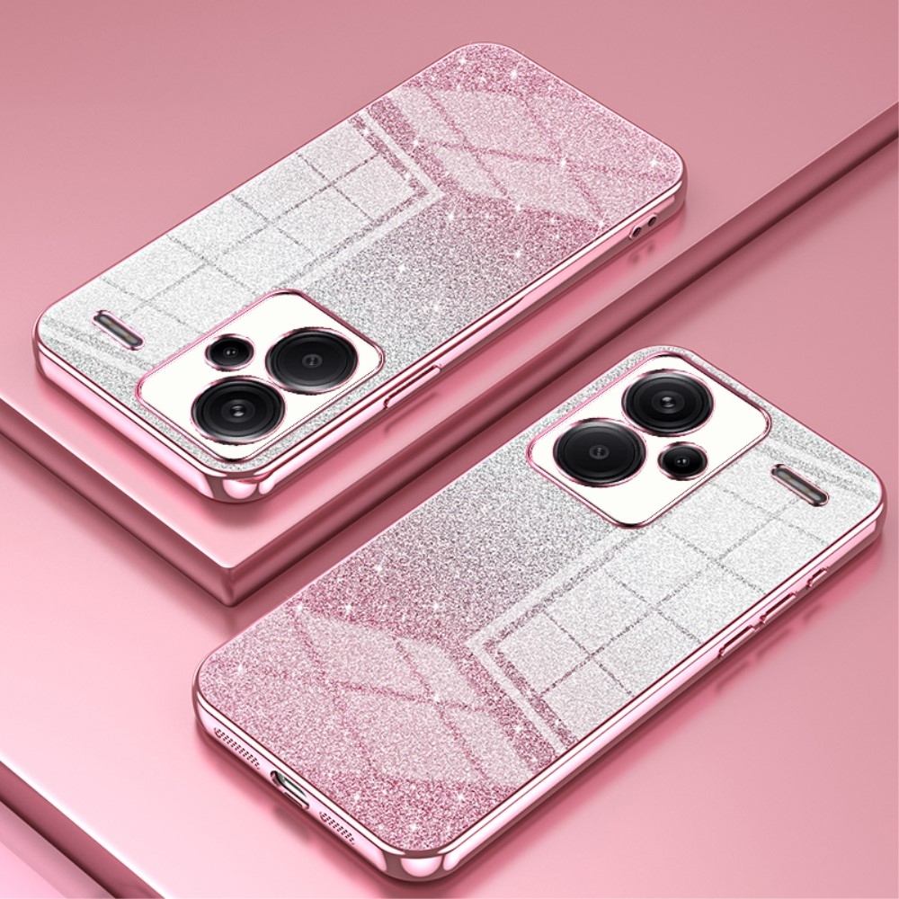 Cut gelový třpytivý obal na Xiaomi Redmi Note 13 Pro+ 5G - růžový