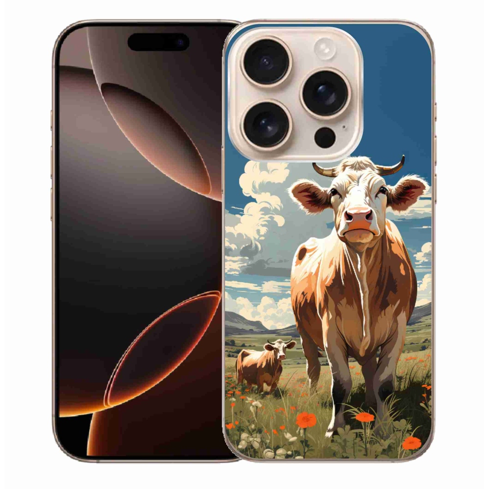 Gelový kryt mmCase na iPhone 16 Pro Max - krávy na louce