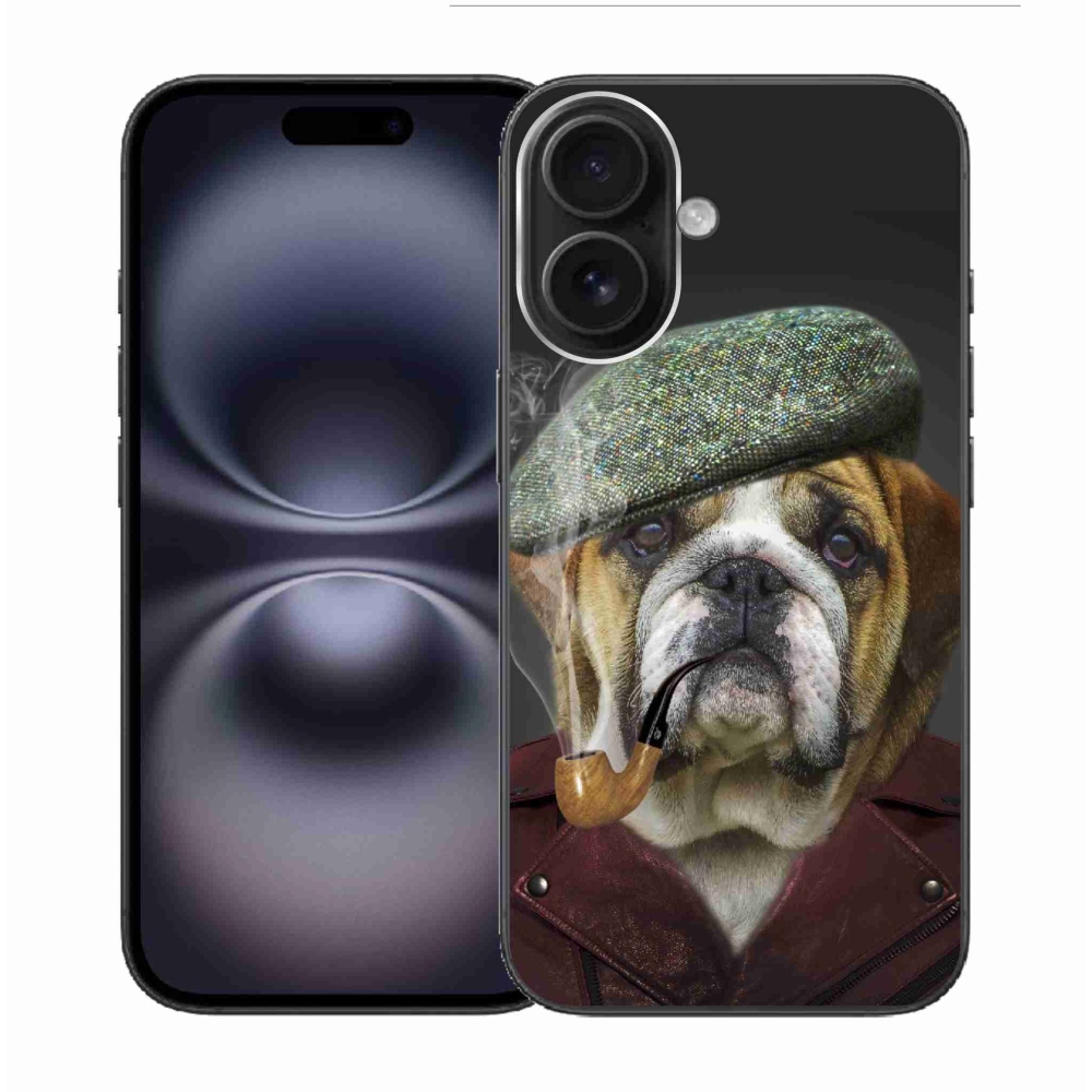 Gelový kryt mmCase na iPhone 16 - pes s fajfkou