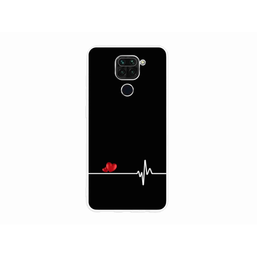 Gelový kryt mmCase na Xiaomi Redmi Note 9 - srdce a tep černé pozadí