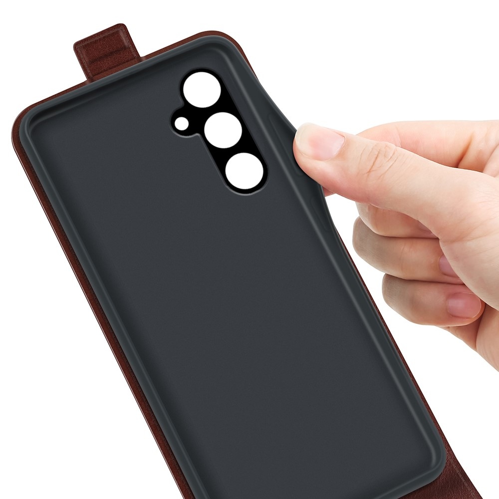 Vertical knížkové pouzdro na Samsung Galaxy A15 4G/5G - hnědé