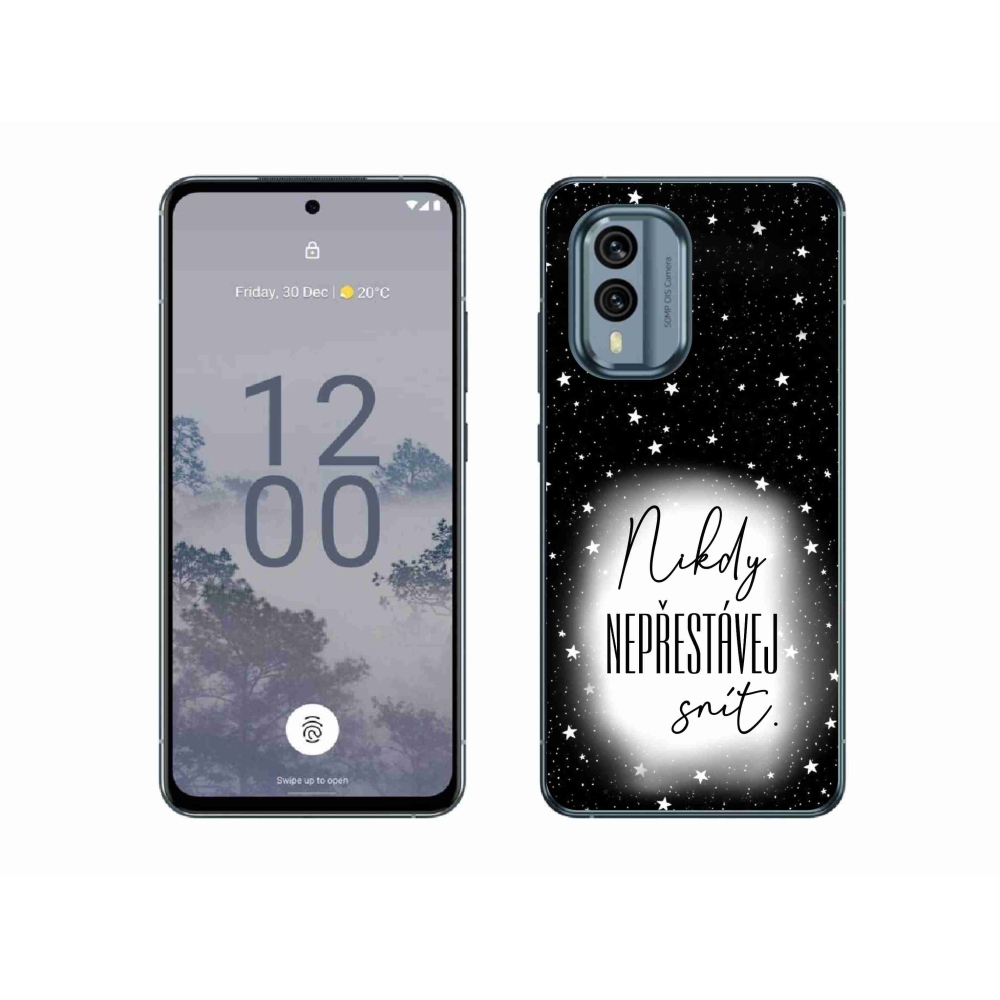 Gelový kryt mmCase na Nokia X30 5G - citát 1 bíločerné pozadí