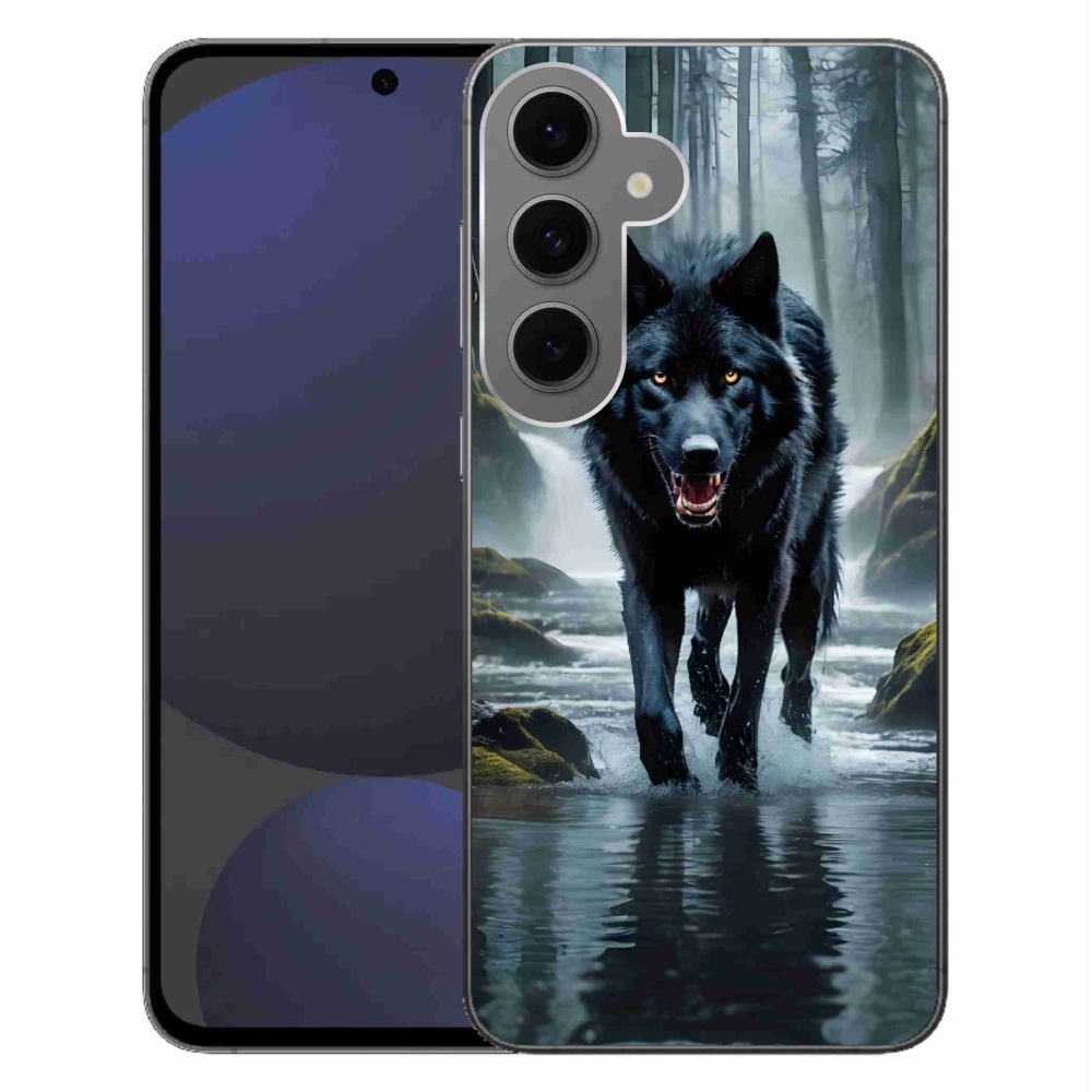 Gelový kryt mmCase na Samsung Galaxy S24 FE - černý vlk