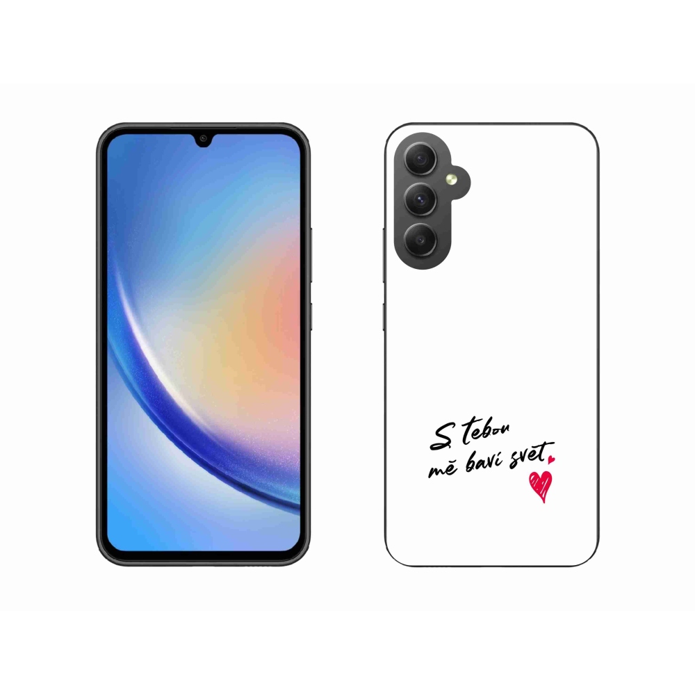 Gelový kryt mmCase na Samsung Galaxy A34 5G - zamilovaný text 1 bílé pozadí