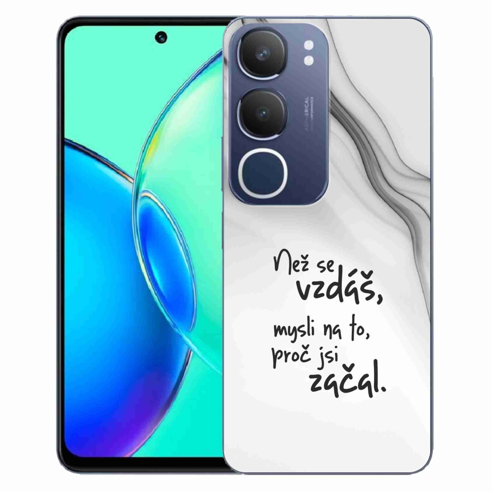 Gelový kryt mmCase na Vivo Y19s - citát 2 bílé pozadí