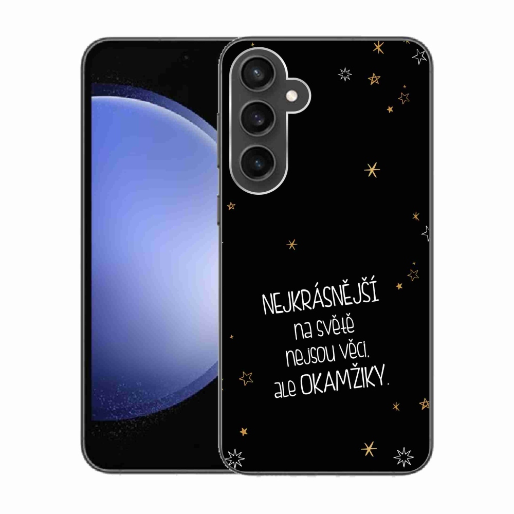 Gelový kryt mmCase na Samsung Galaxy S23 FE - citát 4 černé pozadí