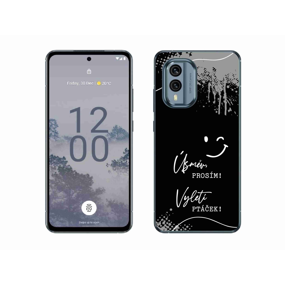 Gelový kryt mmCase na Nokia X30 5G - vtipný text 4 černé pozadí