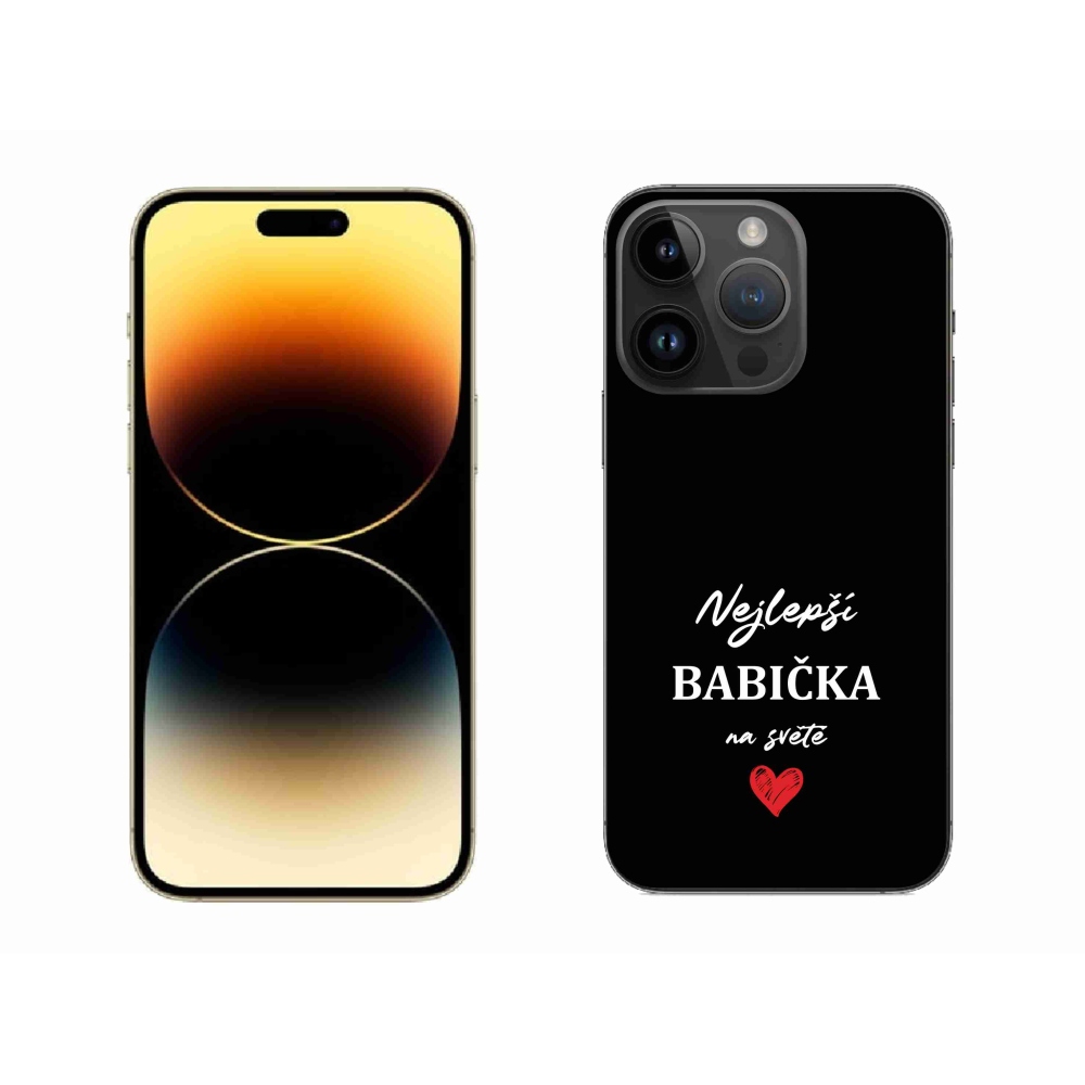 Gelový kryt mmCase na iPhone 14 Pro Max 6.7 - nejlepší babička 1 černé pozadí