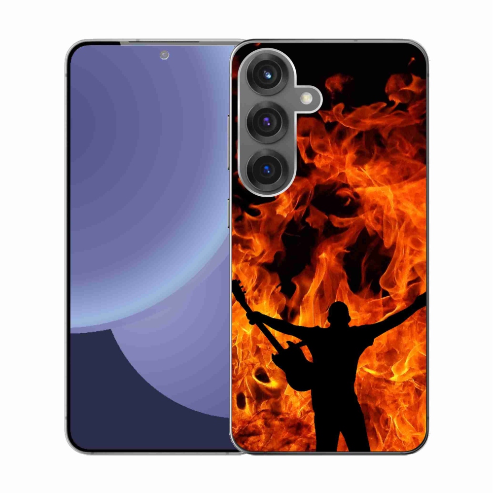 Gelový kryt mmCase na Samsung Galaxy S25 - muzikant a oheň