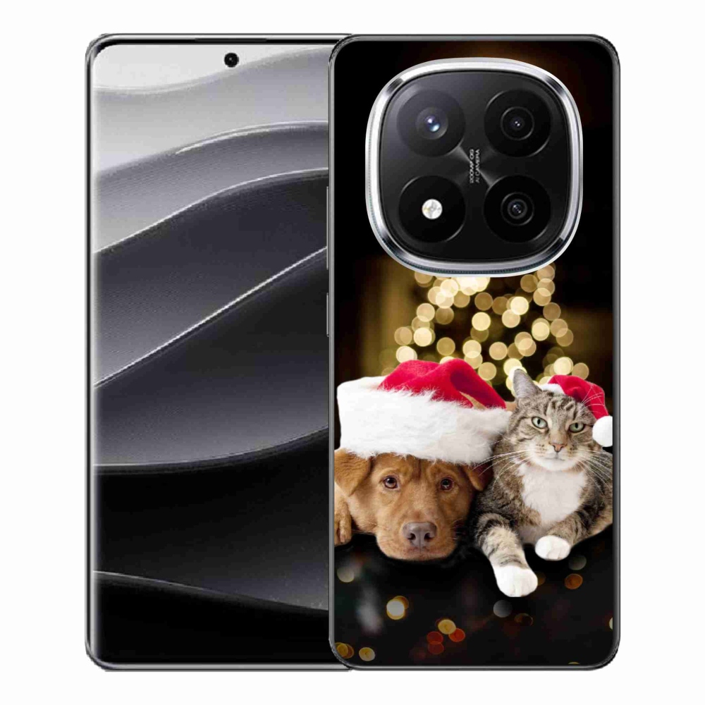 Gelový kryt mmCase na Xiaomi Redmi Note 14 Pro+ 5G - vánoční pes a kočka
