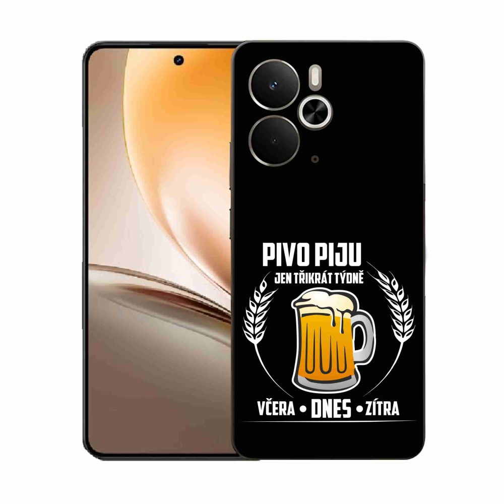 Gelový kryt mmCase na Realme 14 5G - pivní motiv černé pozadí