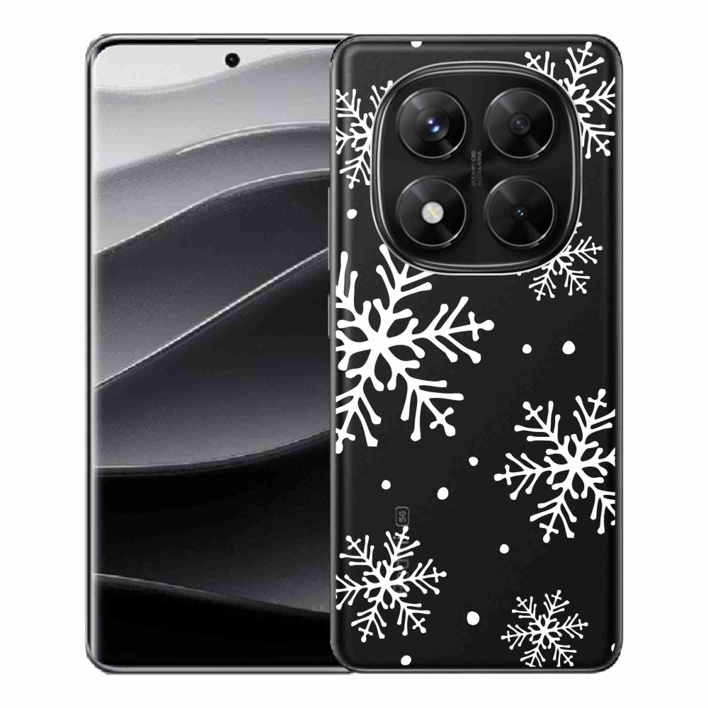 Gelový kryt mmCase na Xiaomi Redmi Note 14 Pro 5G/Poco X7 5G - bílé vločky na průhledném pozadí