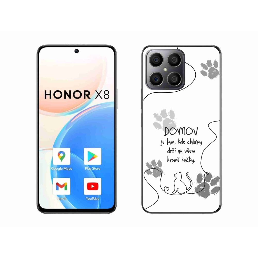 Gelový kryt mmCase na Honor X8 4G - kočičí motiv bílé pozadí