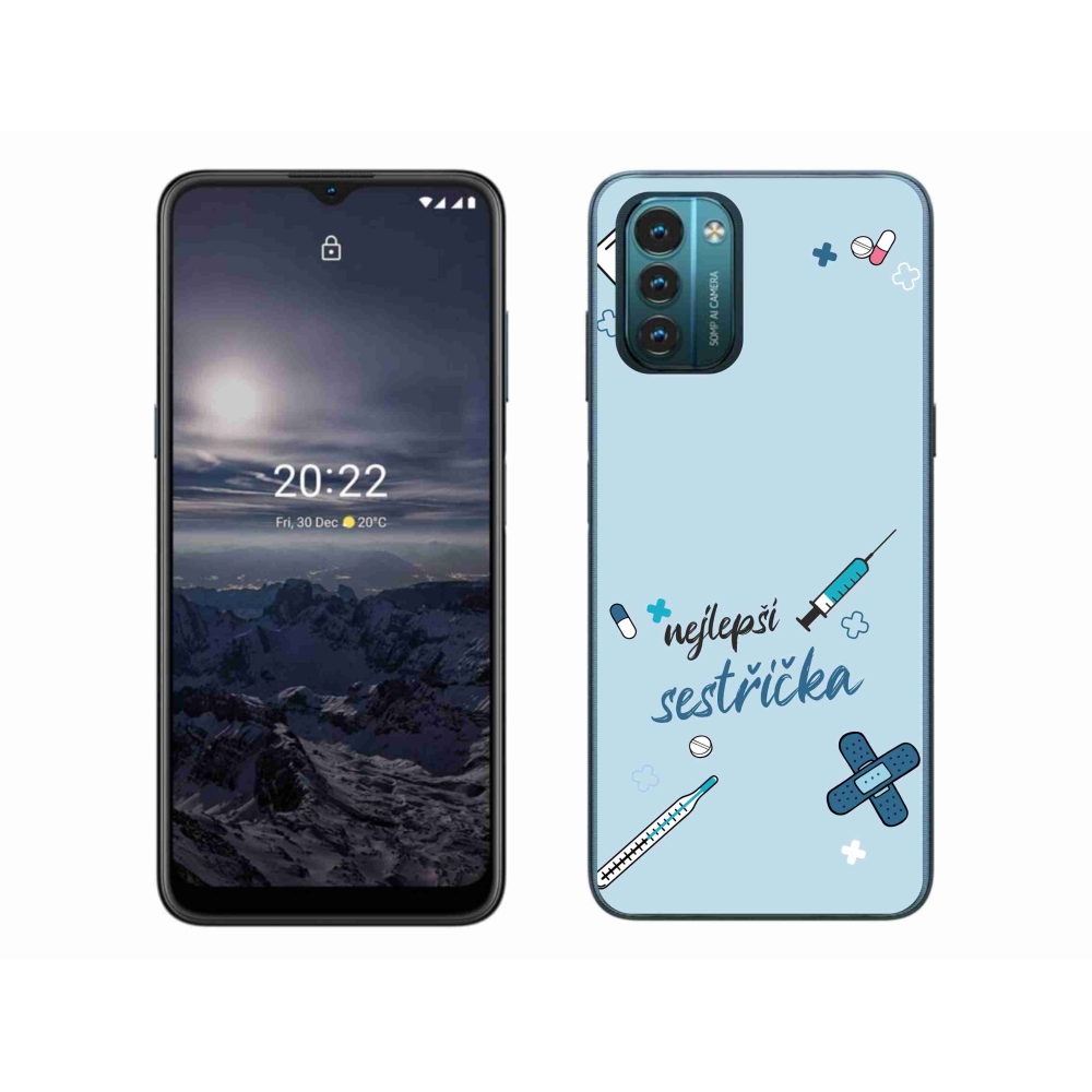 Gelový kryt mmCase na Nokia G11/G21 - nejlepší sestřička modré pozadí
