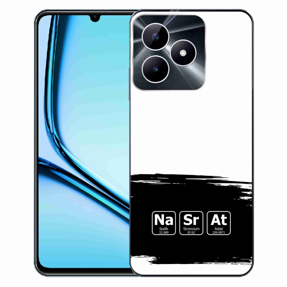 Gelový kryt mmCase na Realme Note 50 - chemické prvky černobílé pozadí