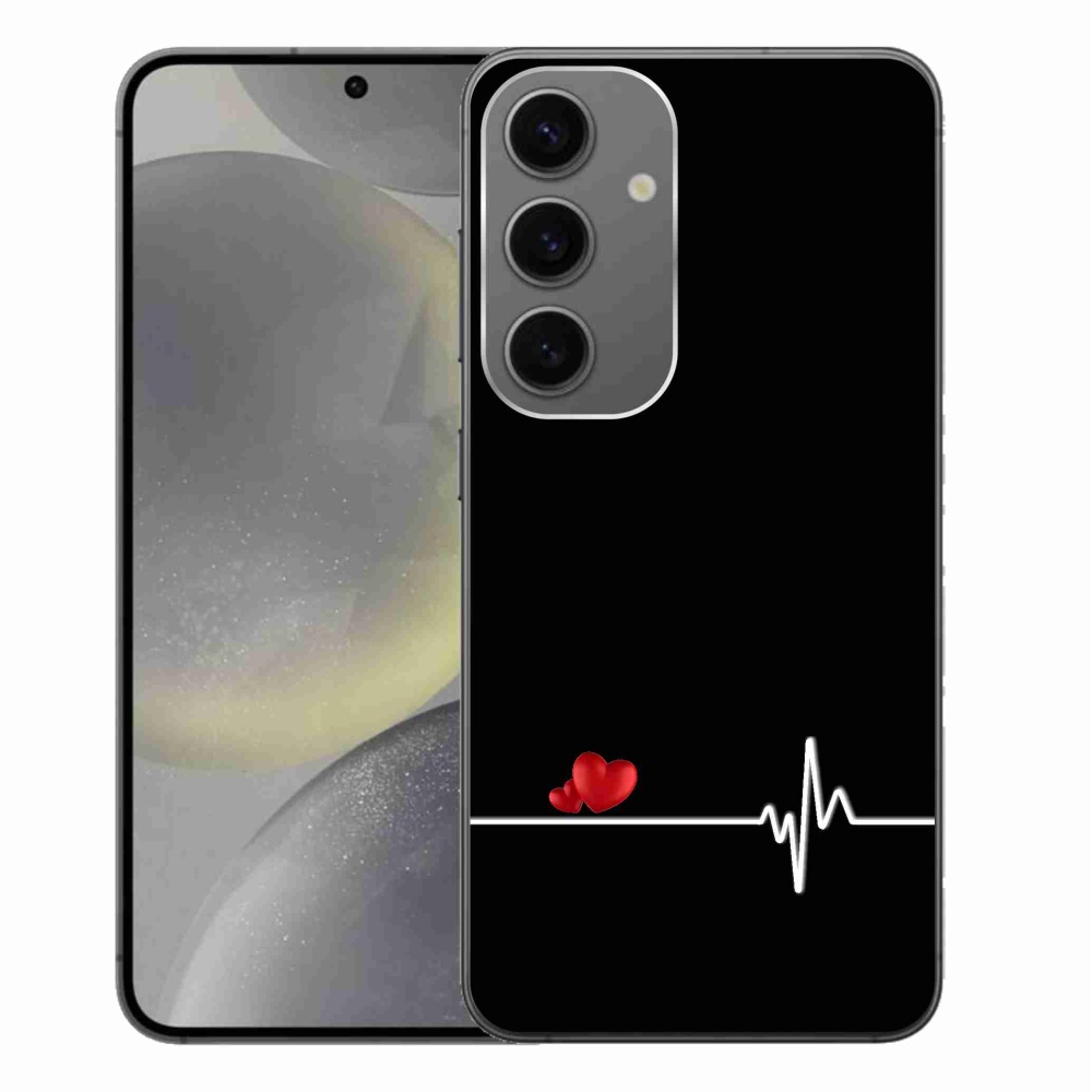 Gelový kryt mmCase na Samsung Galaxy S24+ - srdce a tep černé pozadí