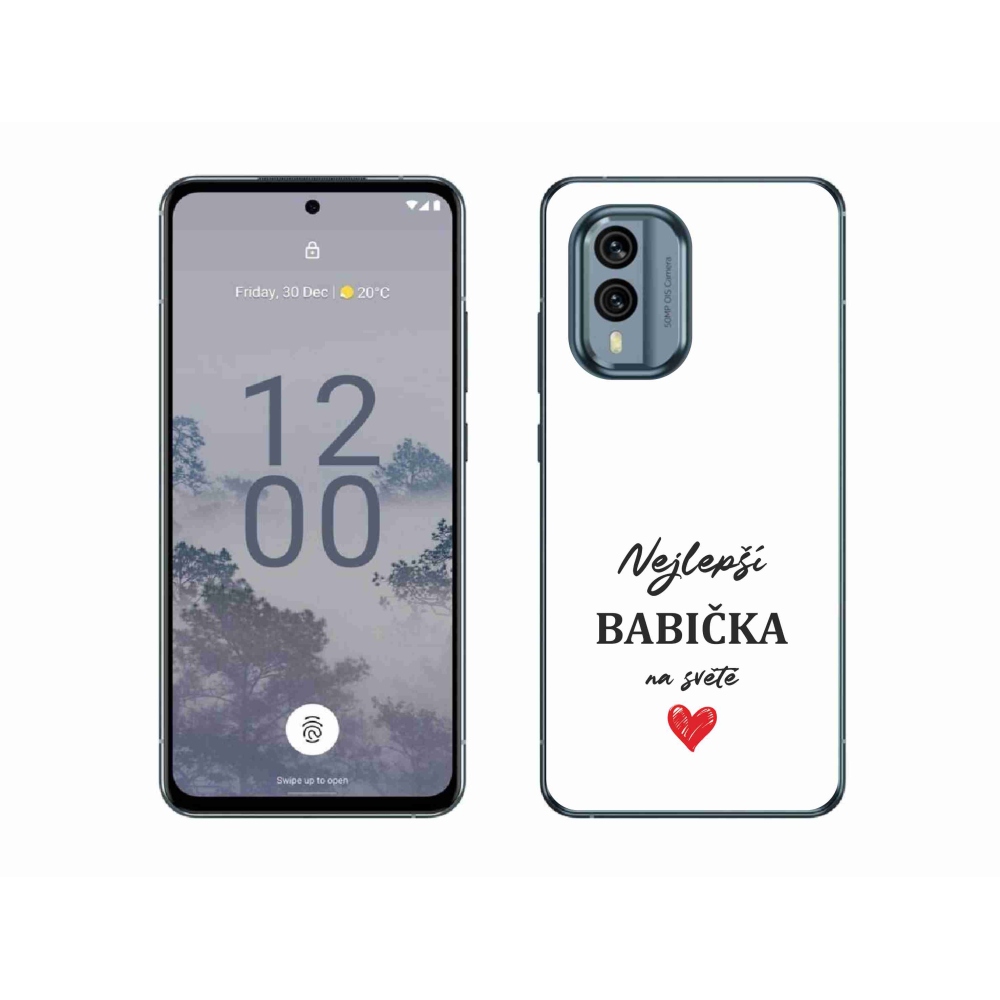 Gelový kryt mmCase na Nokia X30 5G - nejlepší babička 1 bílé pozadí