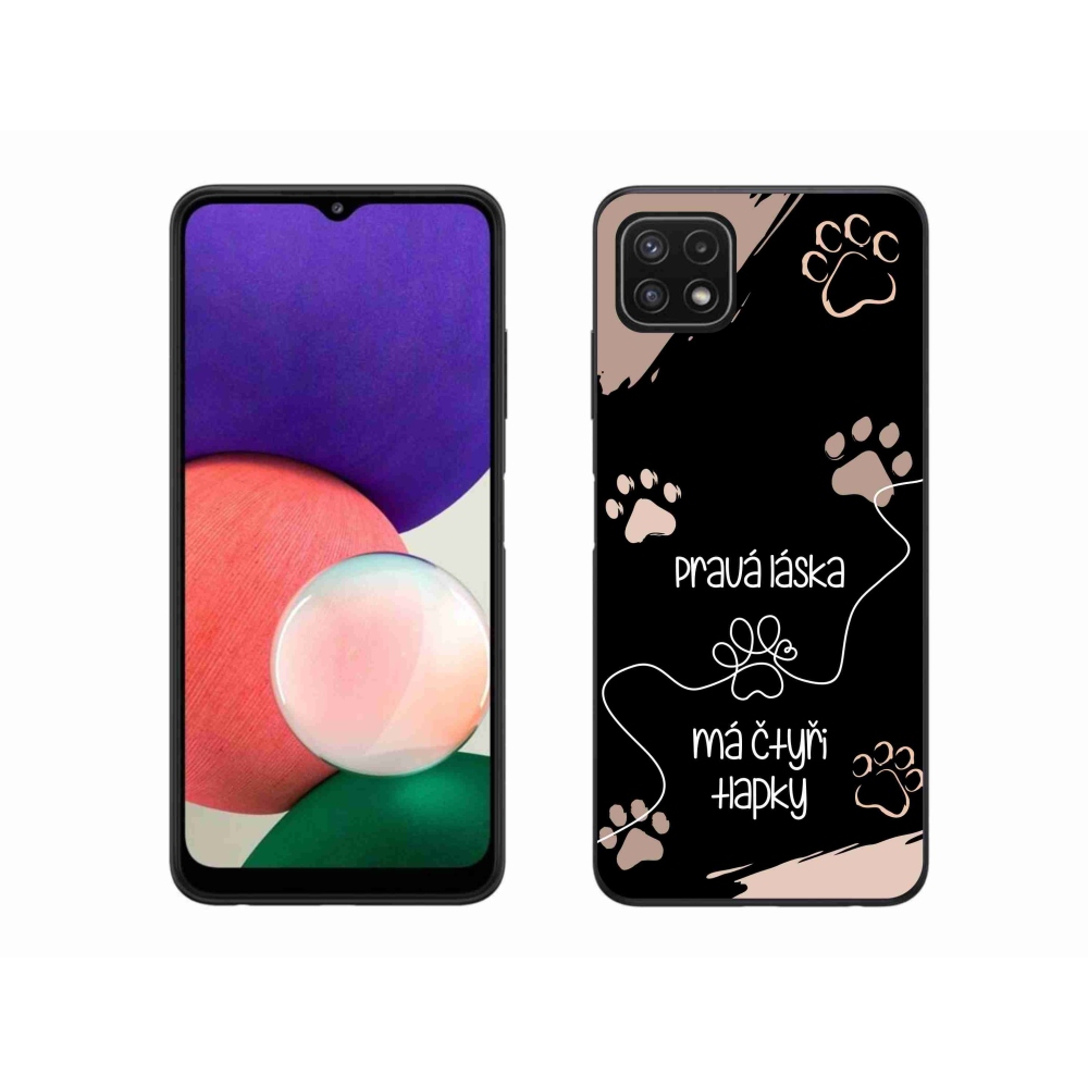 Gelový kryt mmCase na Samsung Galaxy A22 5G - psí motiv 1 černé pozadí