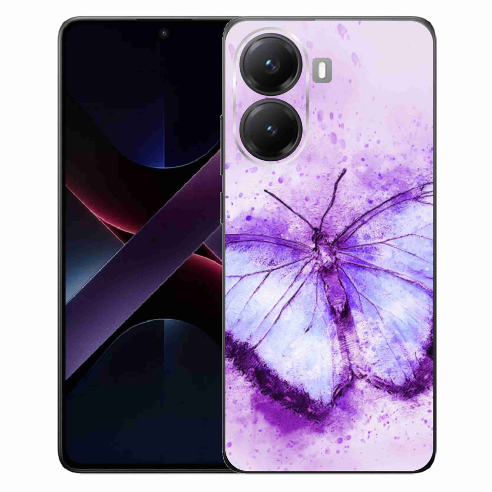 Gelový kryt mmCase na Xiaomi Poco X7 Pro 5G - fialový motýl