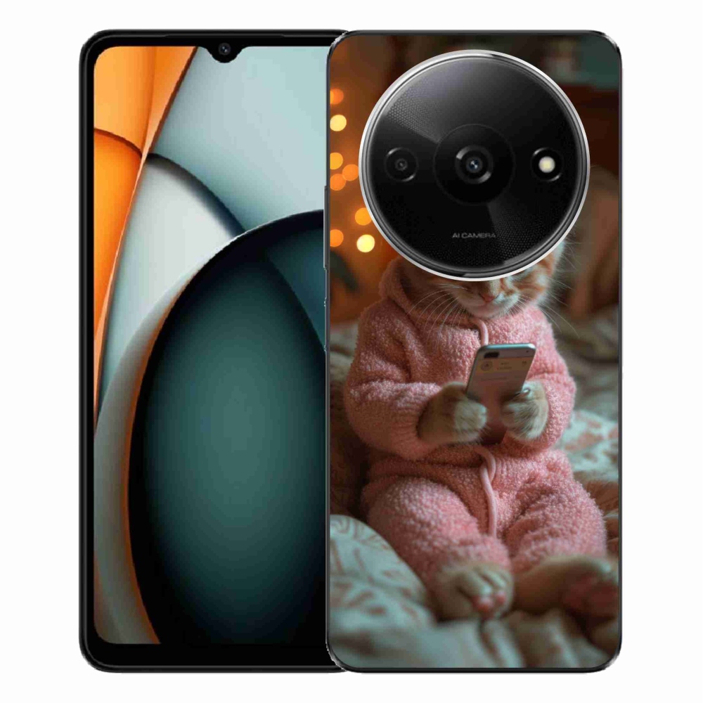 Gelový kryt mmCase na Xiaomi Redmi A3 - kotě s mobilem