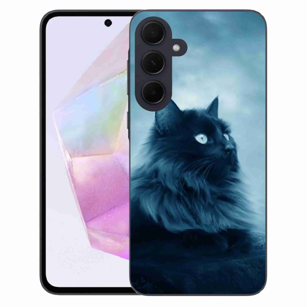 Gelový obal mmCase na Samsung Galaxy A35 5G - černá kočka 1