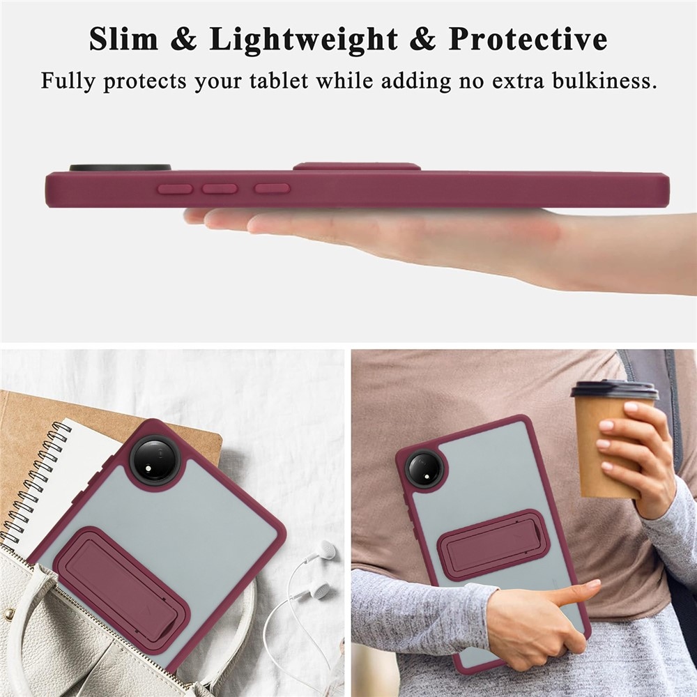 Skiny gelový obal s pevnými zády a výklopným stojánkem na Xiaomi Redmi Pad SE 8.7 - vínový