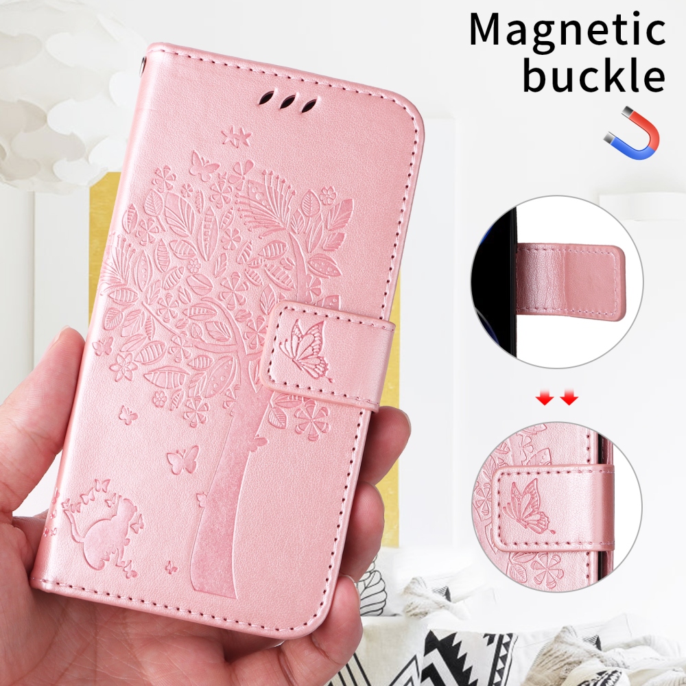 Trees knížkové pouzdro na Xiaomi Redmi 15C 4G/5G (173mm) - růžovozlaté