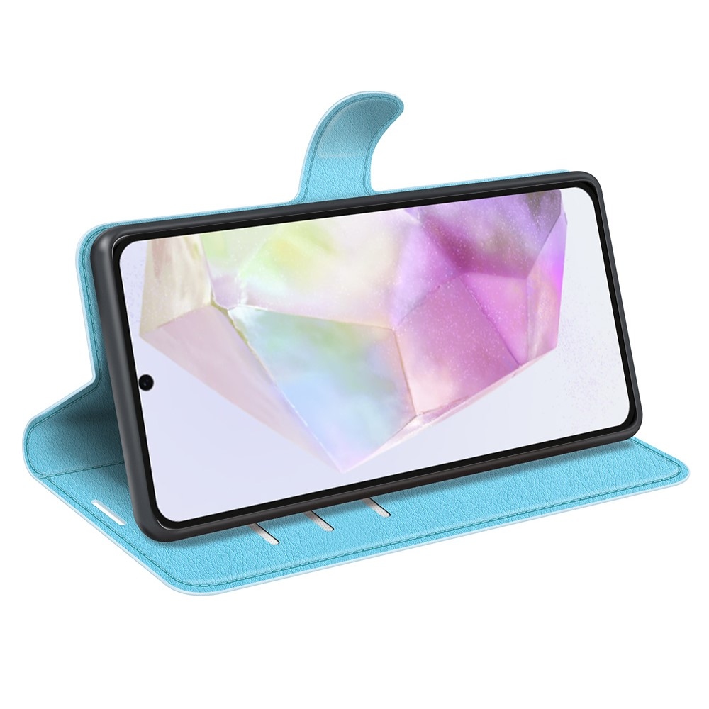 Litchi knížkové pouzdro na Samsung Galaxy A36 5G - modré
