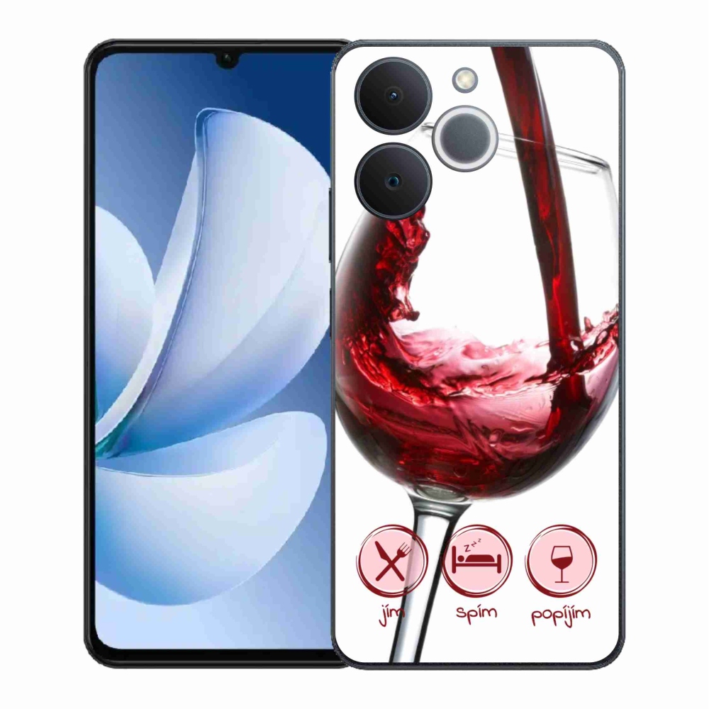 Gelový kryt mmCase na Realme Note 70T - sklenička vína červené