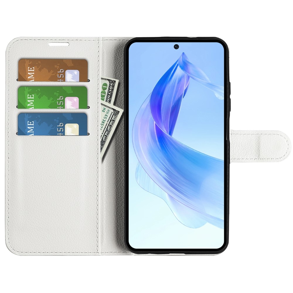 Litchi knížkové pouzdro na Honor 90 Lite - bílé