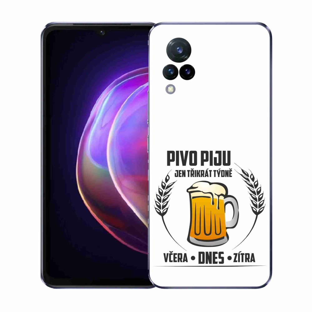 Gelový kryt mmCase na Vivo V21 4G/5G - pivní motiv bílé pozadí