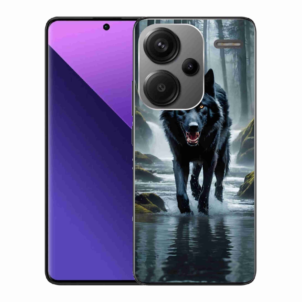 Gelový kryt mmCase na Xiaomi Redmi Note 13 Pro+ 5G - černý vlk