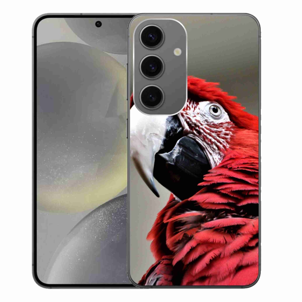 Gelový obal mmCase na Samsung Galaxy S24+ - papoušek ara červený