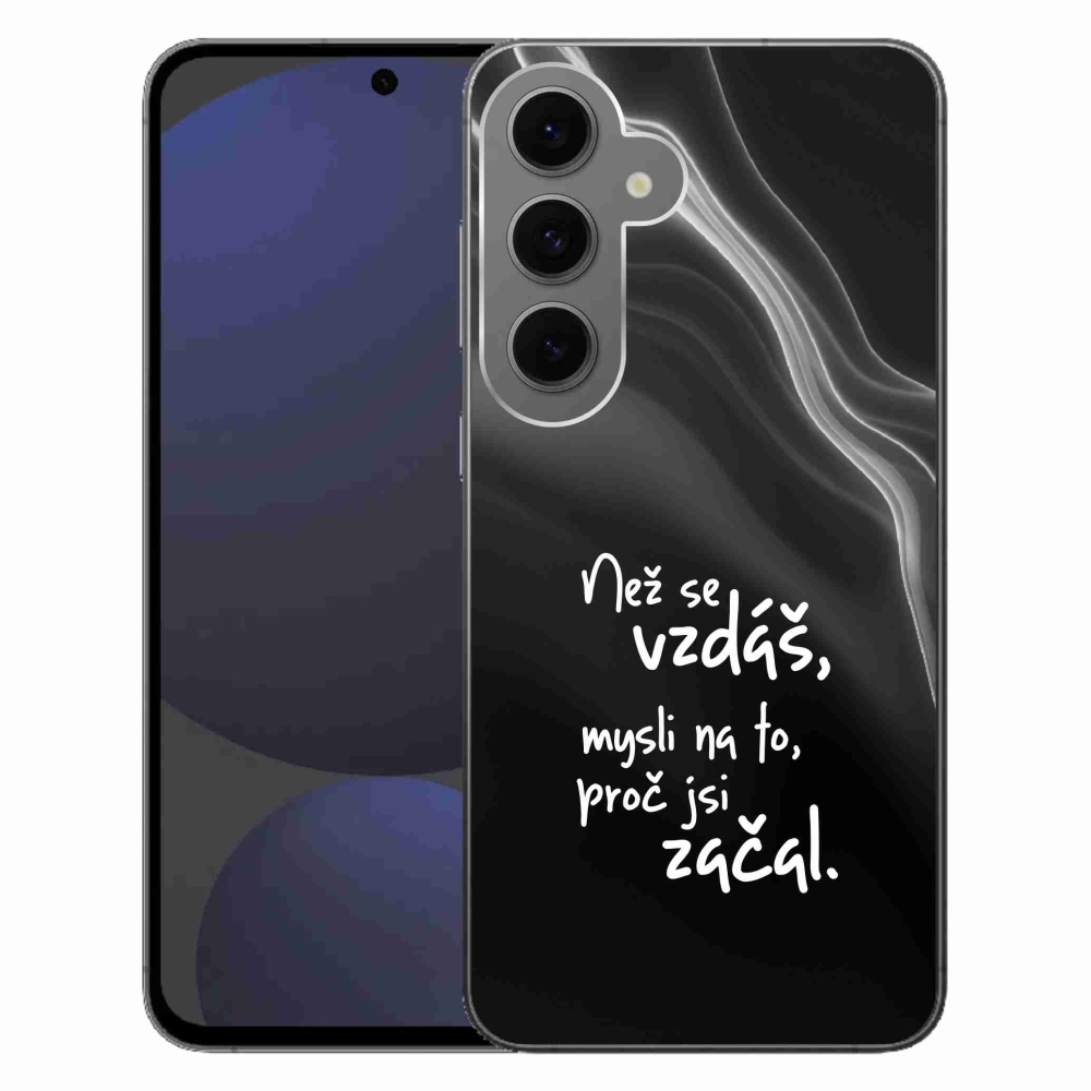 Gelový kryt mmCase na Samsung Galaxy S24 FE - citát 2 černé pozadí