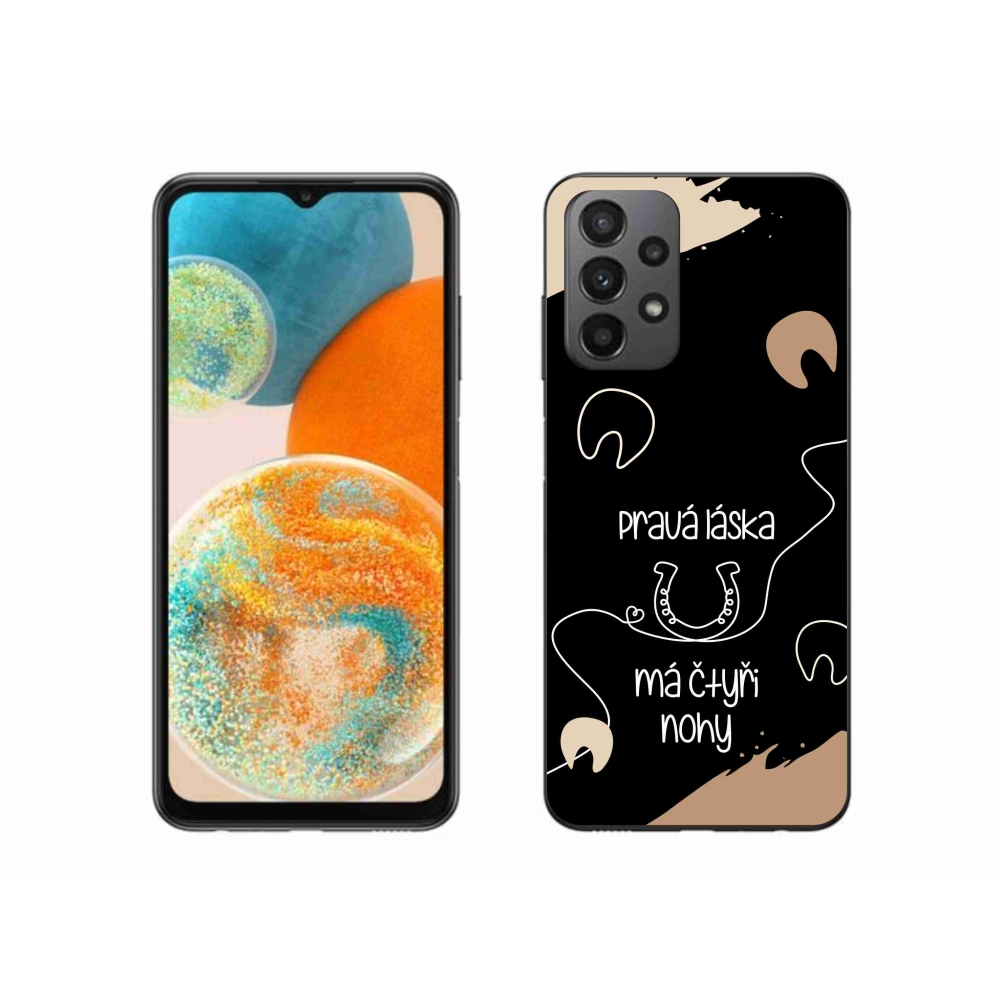 Gelový kryt mmCase na Samsung Galaxy A23 4G/5G - koňský motiv černé pozadí