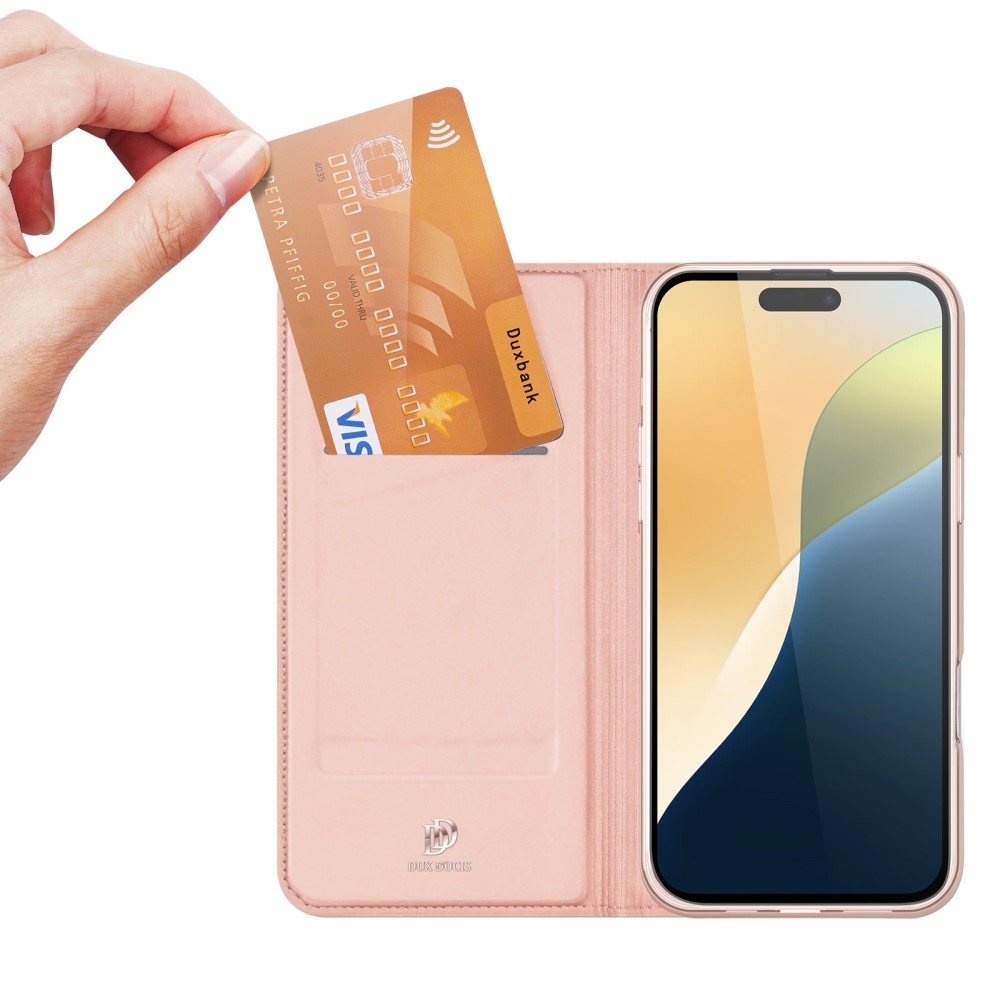DUX knížkové pouzdro na iPhone 16 - růžovozlaté