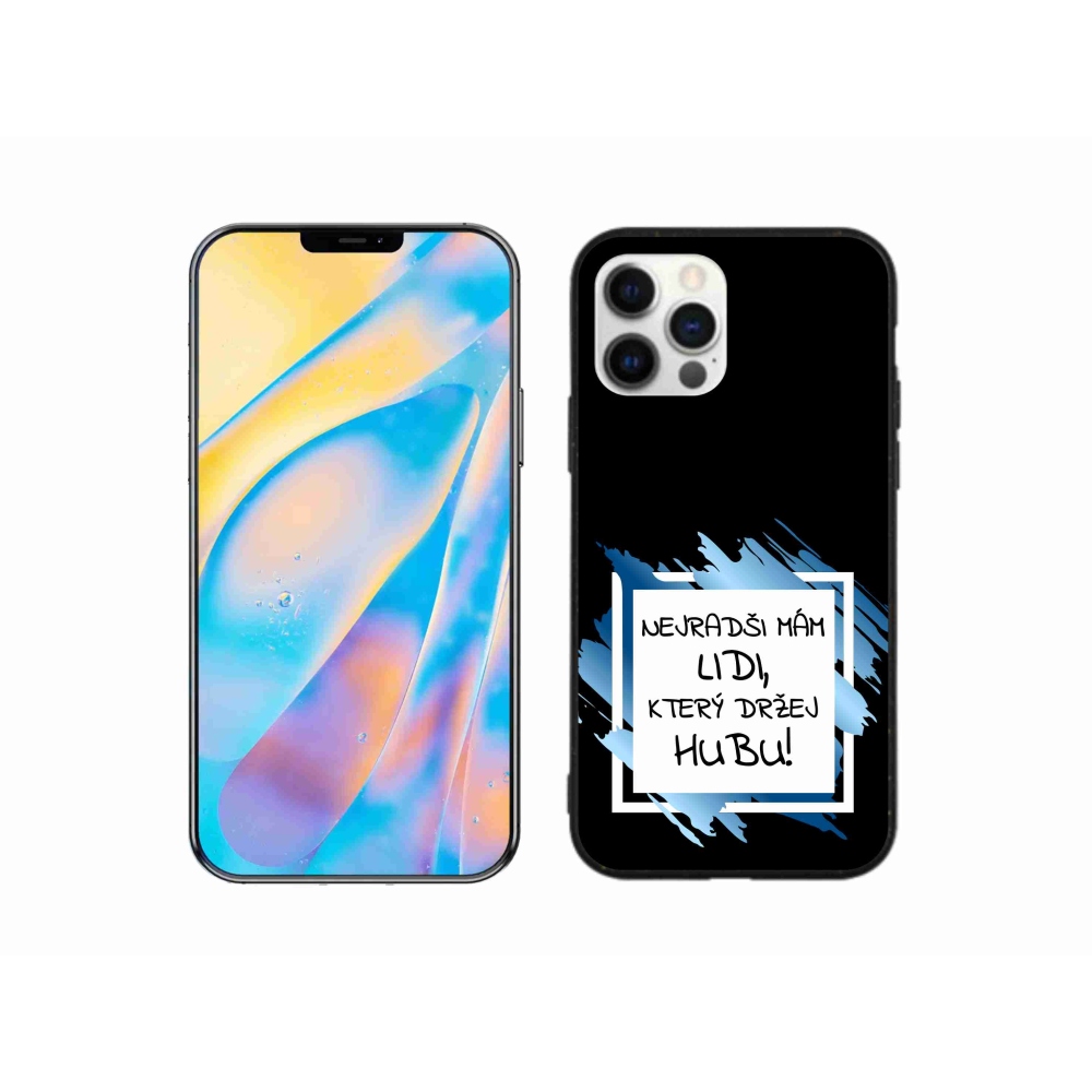 Gelový kryt mmCase na iPhone 12 Pro - vtipný text 7 bíločerné pozadí