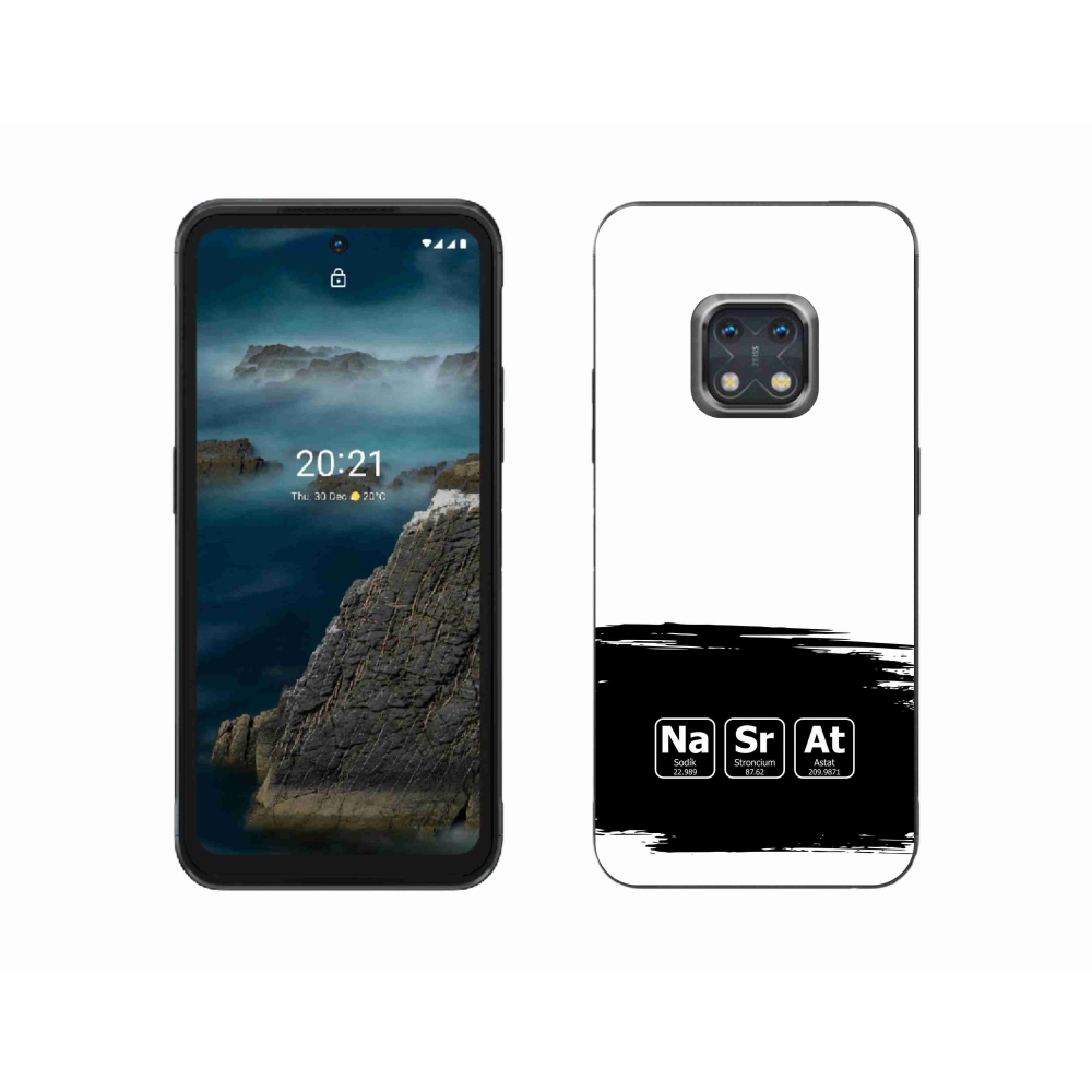 Gelový kryt mmCase na Nokia XR20 - chemické prvky černobílé pozadí