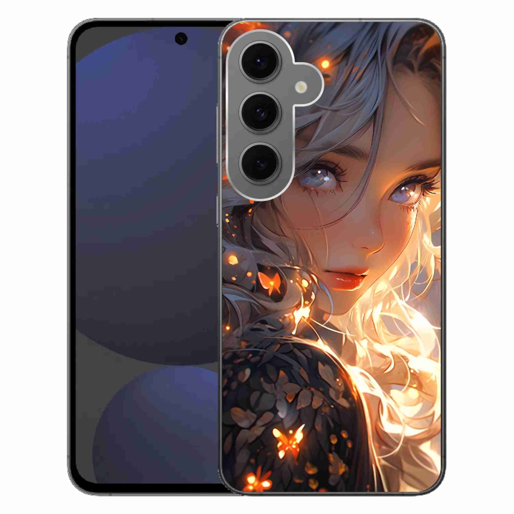 Gelový kryt mmCase na Samsung Galaxy S24 FE - dívka a motýli