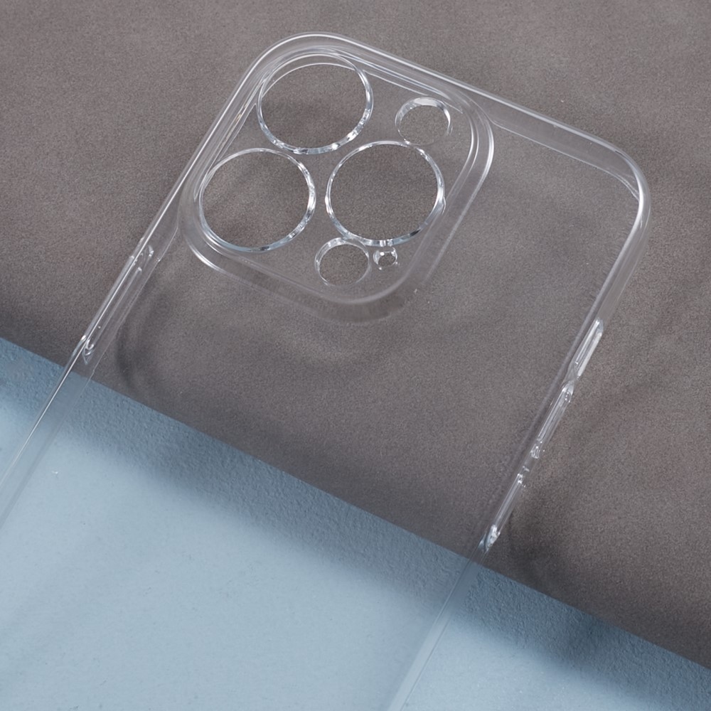 Průhledný plastový obal s gelovými hranami na iPhone 15 Pro Max