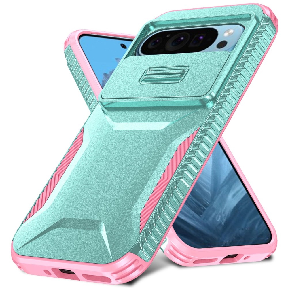 Lid odolný kryt na Google Pixel 9/9 Pro - modrozelený/růžový