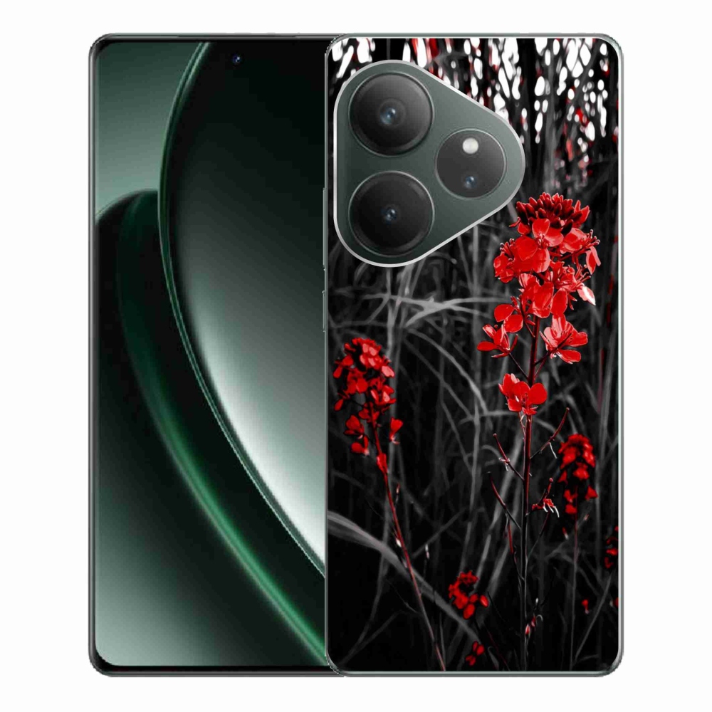 Gelový kryt mmCase na Realme GT 6 5G/GT 6T 5G - červená rostlina