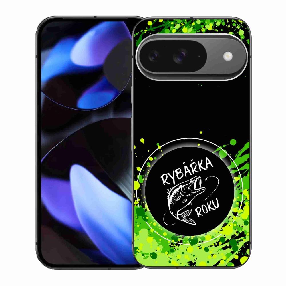 Gelový kryt mmCase na Google Pixel 9/9 Pro - rybářka roku černé pozadí
