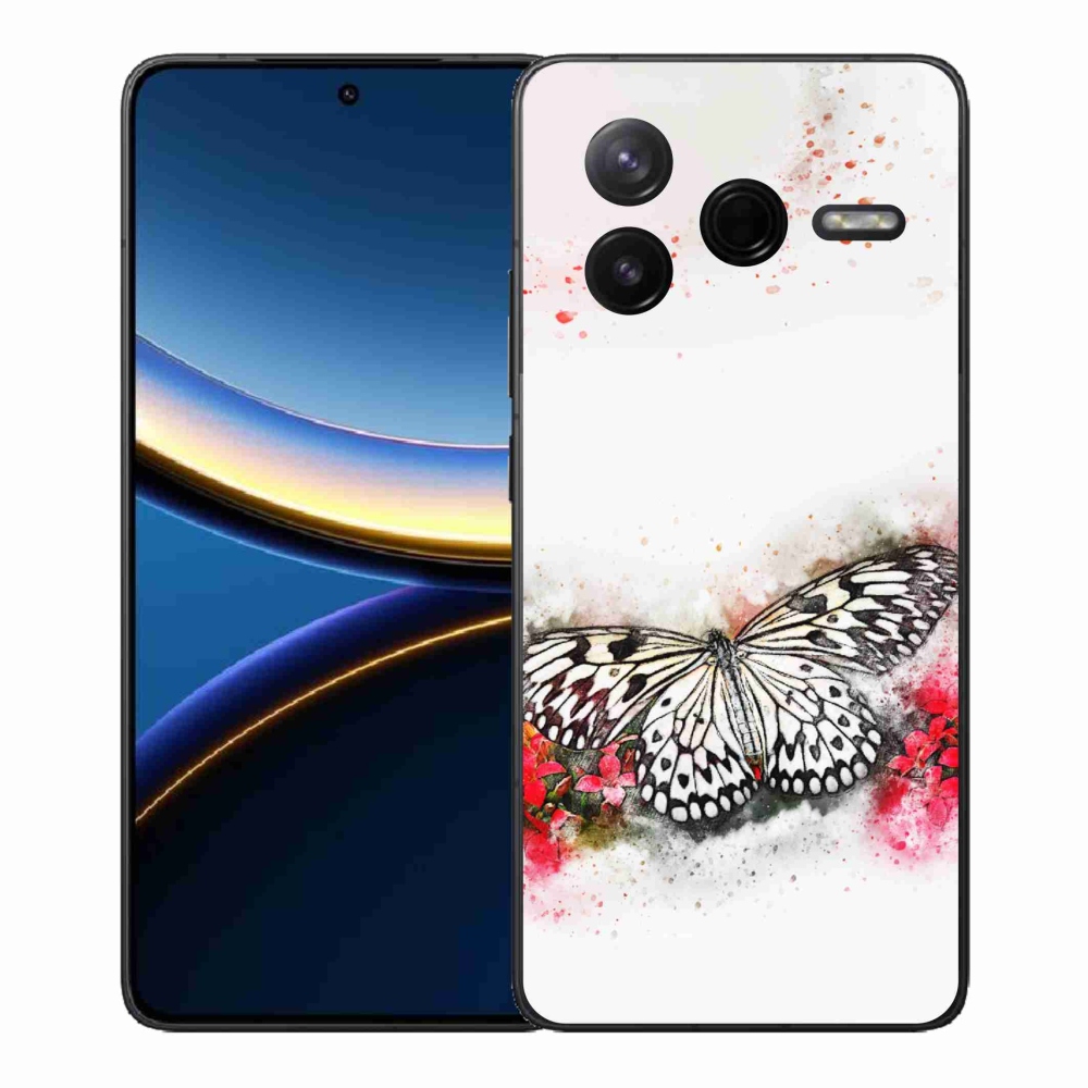 Gelový kryt mmCase na Xiaomi Poco F7 Pro - černobílý motýl
