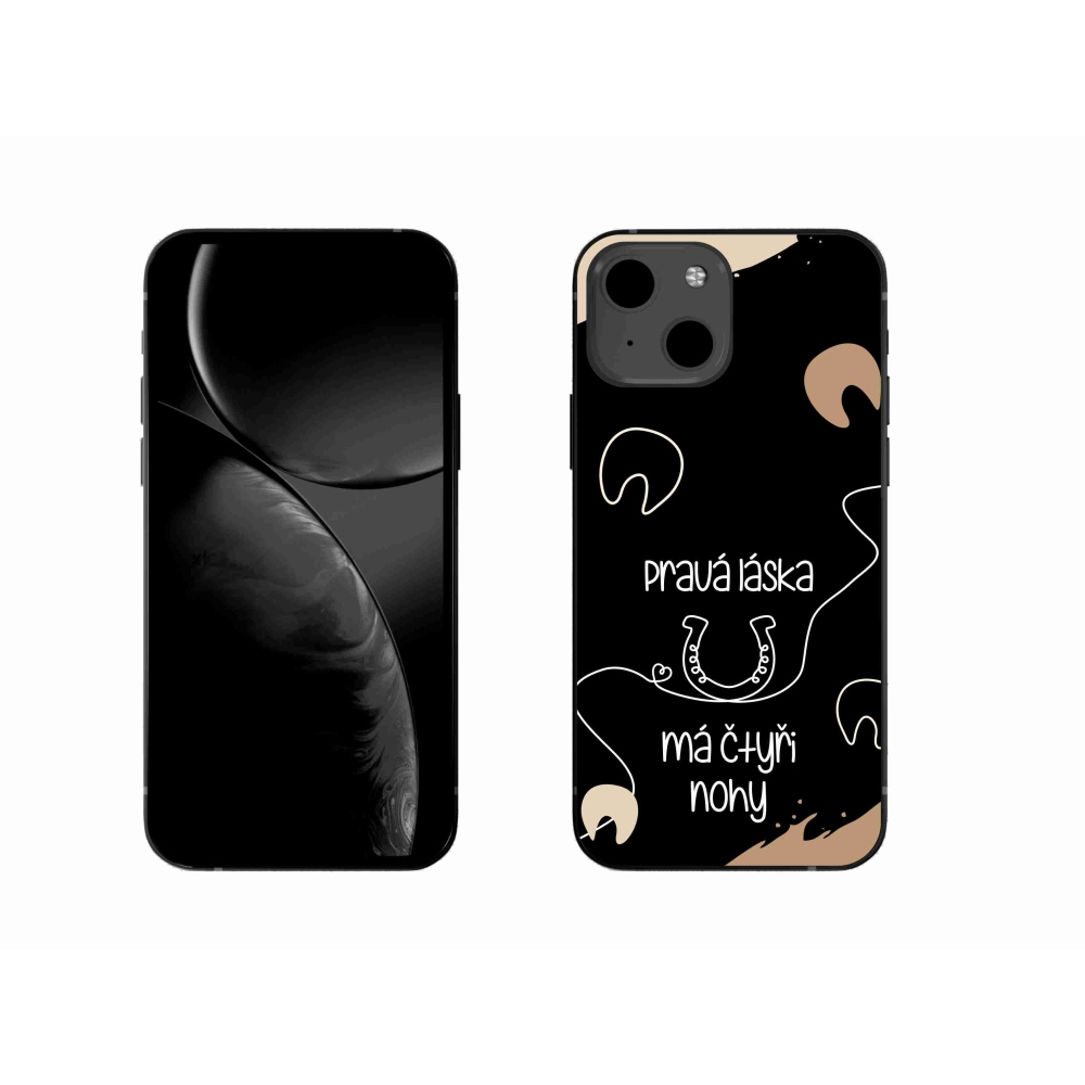 Gelový kryt mmCase na iPhone 13 6.1 - koňský motiv černé pozadí