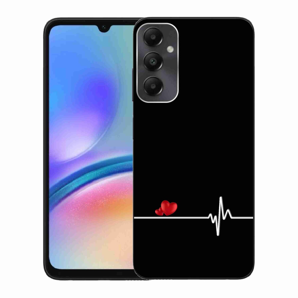 Gelový kryt mmCase na Samsung Galaxy A05s - srdce a tep černé pozadí