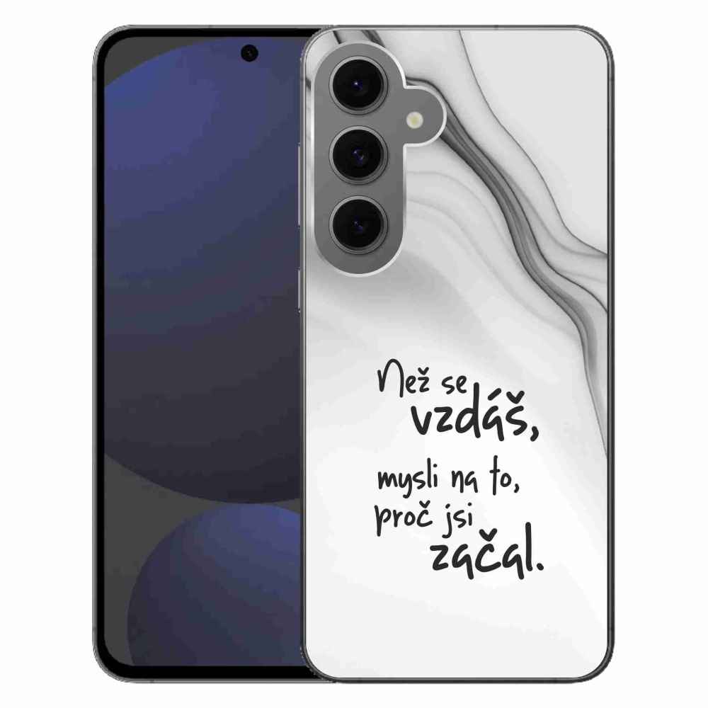 Gelový kryt mmCase na Samsung Galaxy S24 FE - citát 2 bílé pozadí
