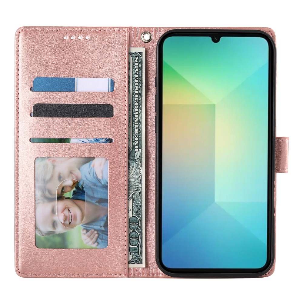 Flowery knížkové pouzdro na Samsung Galaxy A07 4G - růžovozlaté